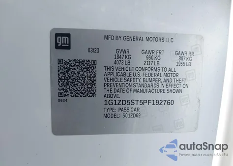 2023 Chevrolet Malibu Fwd 1Lt from USA, damaged, VIN 1G1ZD5ST5PF192760